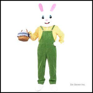 Adult Easter Bunny Costume Plush Mascot Suit 5-Piece Set
